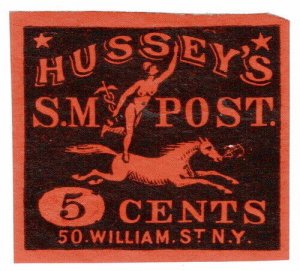 (I.B) US Local Post : Hussey's Special Message Letter Post 5c