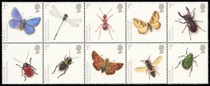 Great Britain 2008 - Insects    -  MNH Block of 10    # 2572a