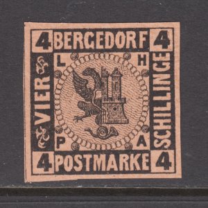 Bergedorf Sc 5 MNH. 1861 4s Coat of Arms, choice single with wide margins, VF+