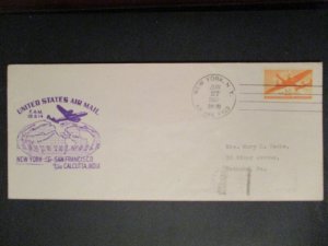 1947 New York San Francisco Calcutta India FAM 18 14 First Flight Airmail Cover