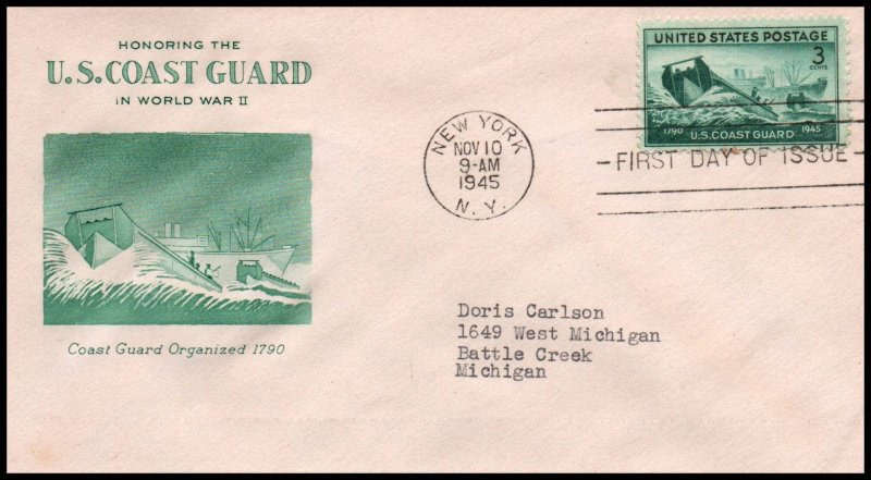 US 936 Merchant Marine Grimsland Typed FDC