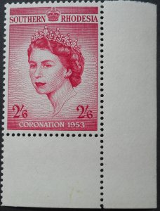 South Rhodesia 1953 Coronation corner single SG 77 u/mint