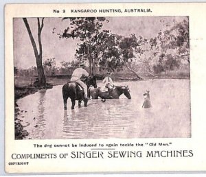AUSTRALIA Postcard *KANGAROO HUNTING* Singer Sewing Machine Advert HORSES PJ176