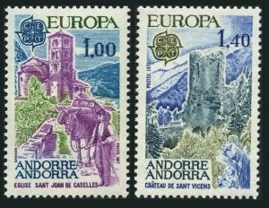 Andorra Fr 254-255,MNH.Michel 282-283. EUROPE CEPT-1977.Caselles,Castle.