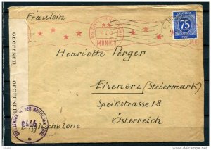 Germany Am/British Zone.1947 - Cover Munich to Eisenerz Austria - Censored 125