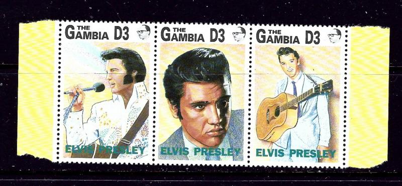 Gambia 1347 MNH 1993 Elvis Presley strip of 3  #2