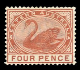 Western Australia #65 Cat$20, 1890 4p orange brown, hinged