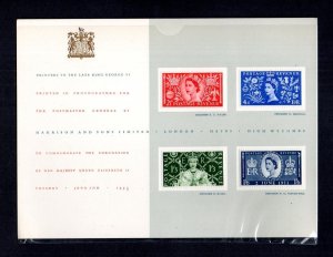 1953 CORONATION HARRISON & SONS PRESENTATION CARD 