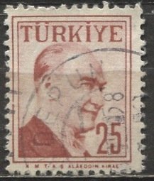 Turkey 1957: Sc. # 1275; Used Single Stamp