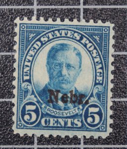 Scott 674 5 Cents Roosevelt OG MH NEBR Overprint Nice Stamp SCV $15.00