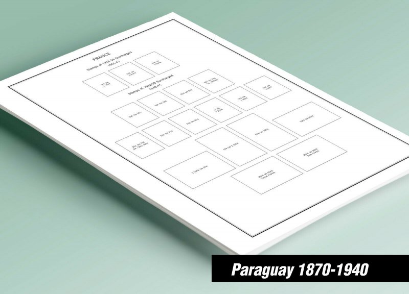 PRINTED PARAGUAY [CLASS.] 1870-1940 STAMP ALBUM PAGES (53 pages)