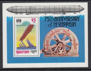 Bhutan 243 Zeppelin Footnoted Souvenir Sheet MNH VF