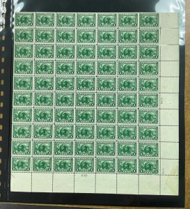 1913  #397 NH Full Mint Sheet 70 stamps Plate No. 6128  2 plate blocks of 6