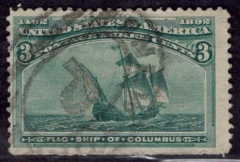 US Stamp #232 3c Columbian USED SCV $15