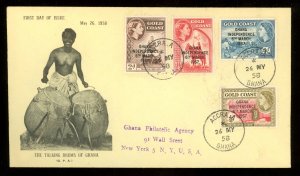 1958 Ghana Scott #5 and #25-27 on Registered FDC Commemorating Independence