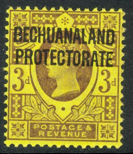 BECHUANALAND 1897 QV 3d OVPT on GB Scott No. 72 MH