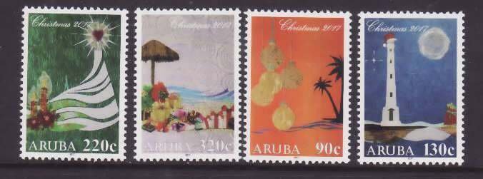 Aruba-Sc#583-6- id5-unused NH set-Christmas-Lighthouses-2017-