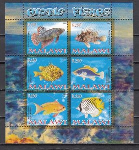Malawi, 2008 Cinderella issue. Exotic Fish sheet of 6. ^