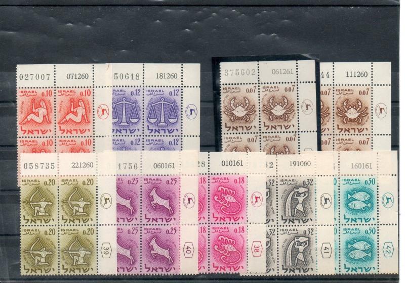 Israel Zodiac Collection of Plate Blocks Including Better Dates MNH!!