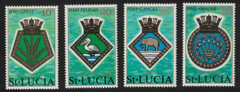 St. Lucia Royal Navy Crests 4v 1976 MNH SG#434-437