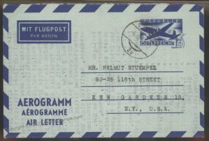 Austria 1958 Michel LF4 Airmail Aerogram Cover Kew Gardens NY USA G107986