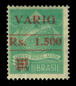 BRAZIL 1927 AIRMAIL - VARIG - Surch. 1500r/1300r green Scott # 3CL11 mint MH