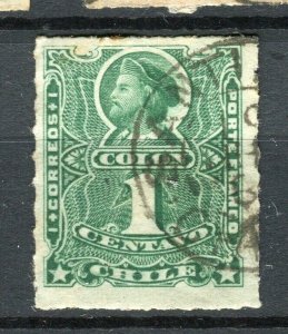 CHILE; 1877-78 classic Columbus rouletted issue used shade of 1c. value