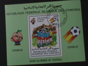 ​COMORES--WORLD CUP SOCCER-ESPANA'82-CTO S/S VF-FANCY CANCEL-HARD TO FIND