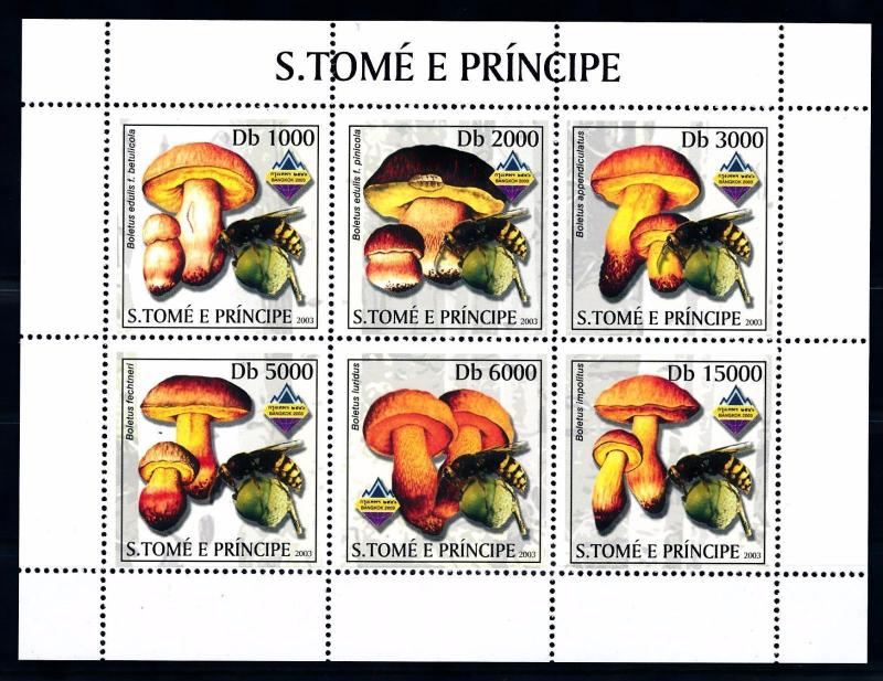 [68768] Sao Tome & Principe 2003 Mushrooms Pilze Champignons Wasp Sheet MNH