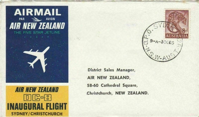 AIR NEW ZEALAND DC.8 INAUGURAL FLIGHT SIDNEY / CHRISTCHURCH  1965