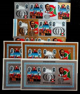 BURUNDI Sc 405-7,C162-4407a+C164a NH PERF+IMPERF SETS&S/S OF 1972 - INDEPENDENCE