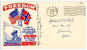 1945 US World War II Patriotic Cover Freedom And A Renewed Courage...Norway