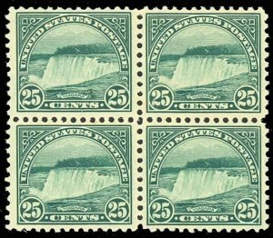 568, Mint 25c VF-XF NH Block of four - Niagara Falls Cat $130.00+ - Stuart Katz