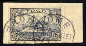 German Colonies, Togo #18 Cat$135, 1900 3m black violet, sheet margin single,...