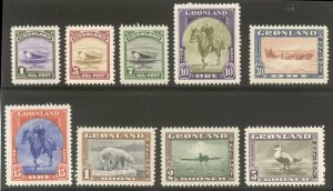 GREENLAND #10-18 Mint NH - 1945 Pictorial Set