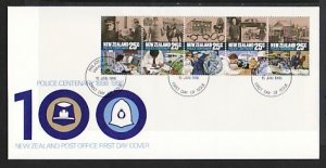 New Zealand, Scott cat. 843 a-e. Police Force Cent`ry issue. First day cover. ^