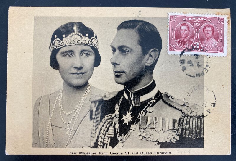 1937 St Joseph Canada Picture Postcard Cover King George VI Coronation 