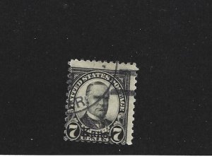 United States Scott 665 7-cent Kans. ovpt used