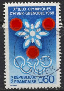 France #1176 Snow Crystal and Olympic Rings Used CV$0.30