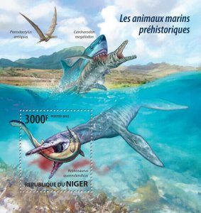 Prehistoric Water Animals Stamps Niger 2015 MNH Dinosaurs Kronosaurus 1v S/S