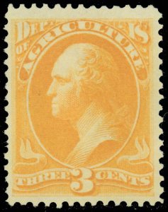 Scott #O3 Agriculture Dept Official, Mint-VF-Hinge Remaining, SCV $225.00 (SK)