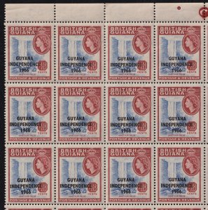 Guyana 1966-67 QEII 48c Independence Kaieteur Falls MNH Block of 12 SG394 CV £84