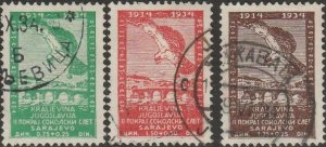 Yugoslavia, #B40-B42  Used, From 1934