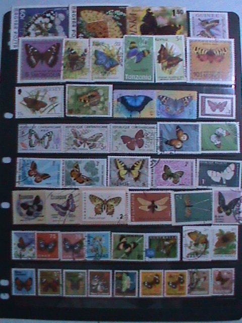 ​WORLDWIDE COLORFUL BEAUTIFUL LOVELY BUTTERFLIES 80 DIFFERENT  USED VF EST. $62