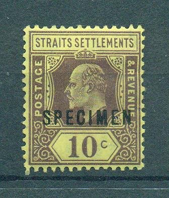 Straits Settlements sc# 116 (specimen) mh cat value $60.00