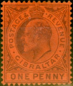 Gibraltar 1903 1d Dull Purple-Red SG47 Fine Mtd Mint