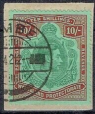 NYASALAND 1938 10s emerald and deep red on - 41086