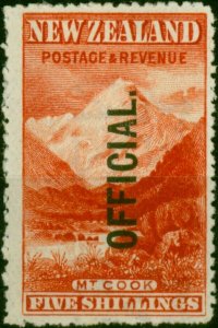 New Zealand 1907 5s Deep Red SG067 Fine & Fresh MM