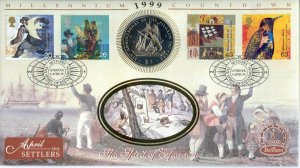 1999 Benham Millenium Spirit of Expansion Coin Cover with Liberia $1 Coin 