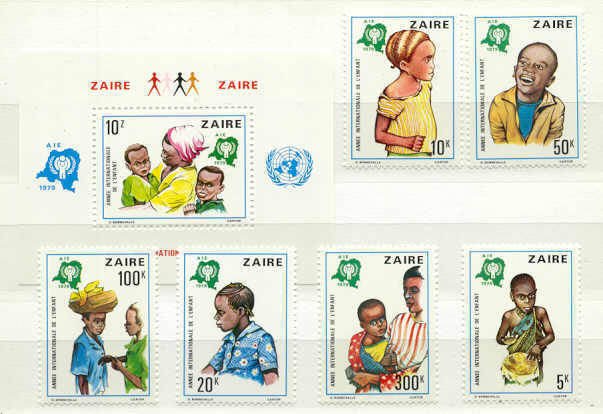 Zaire Mi.613-18/bl.29 MNH VF Children year